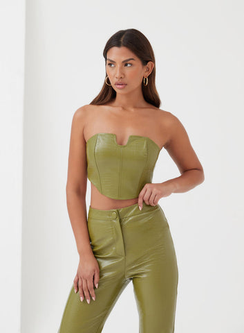 4th and reckless faux leather green corset