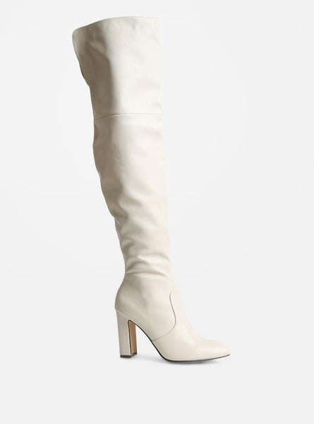 Women's Cream Vegan Leather Extra Long Over The Knee Boots | Clover ...