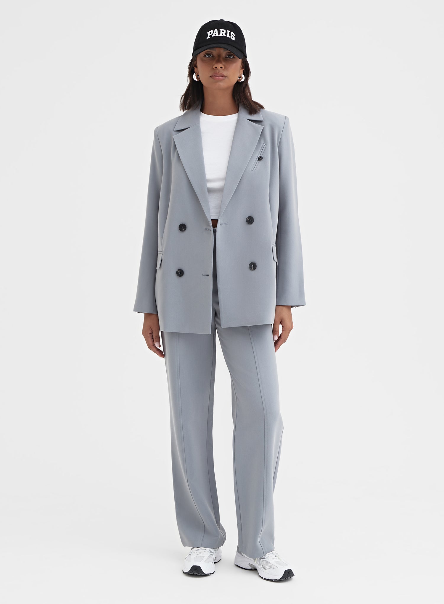 Image of Slate Blue Oversized Tailored Blazer – Haley