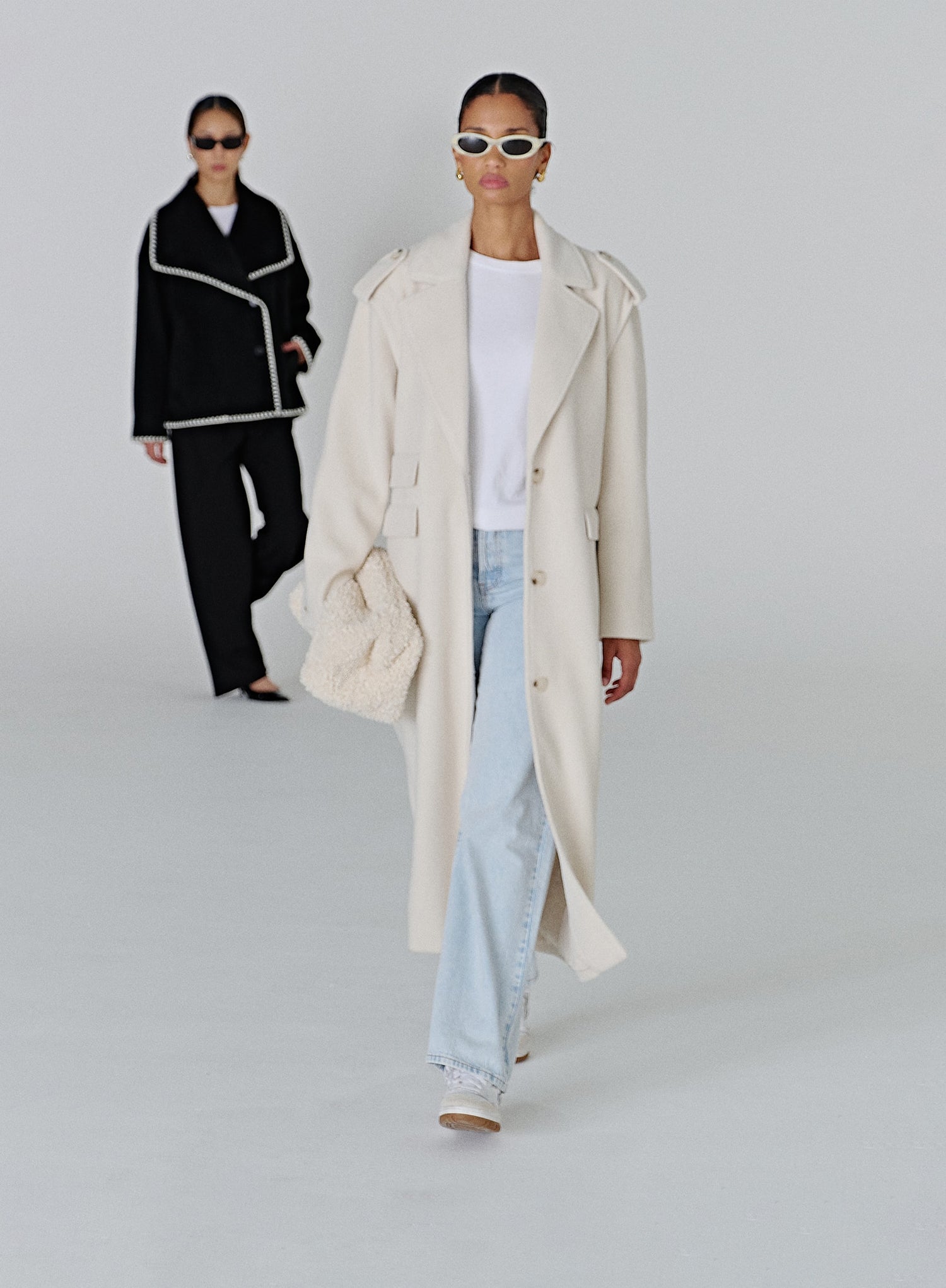 Image of Cream Tailored Longline Utility Coat – Seana