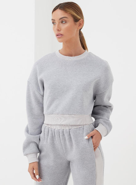 Women's Grey Mix Panelled Boxy Sweatshirt | Phoebe | 4th & Reckless