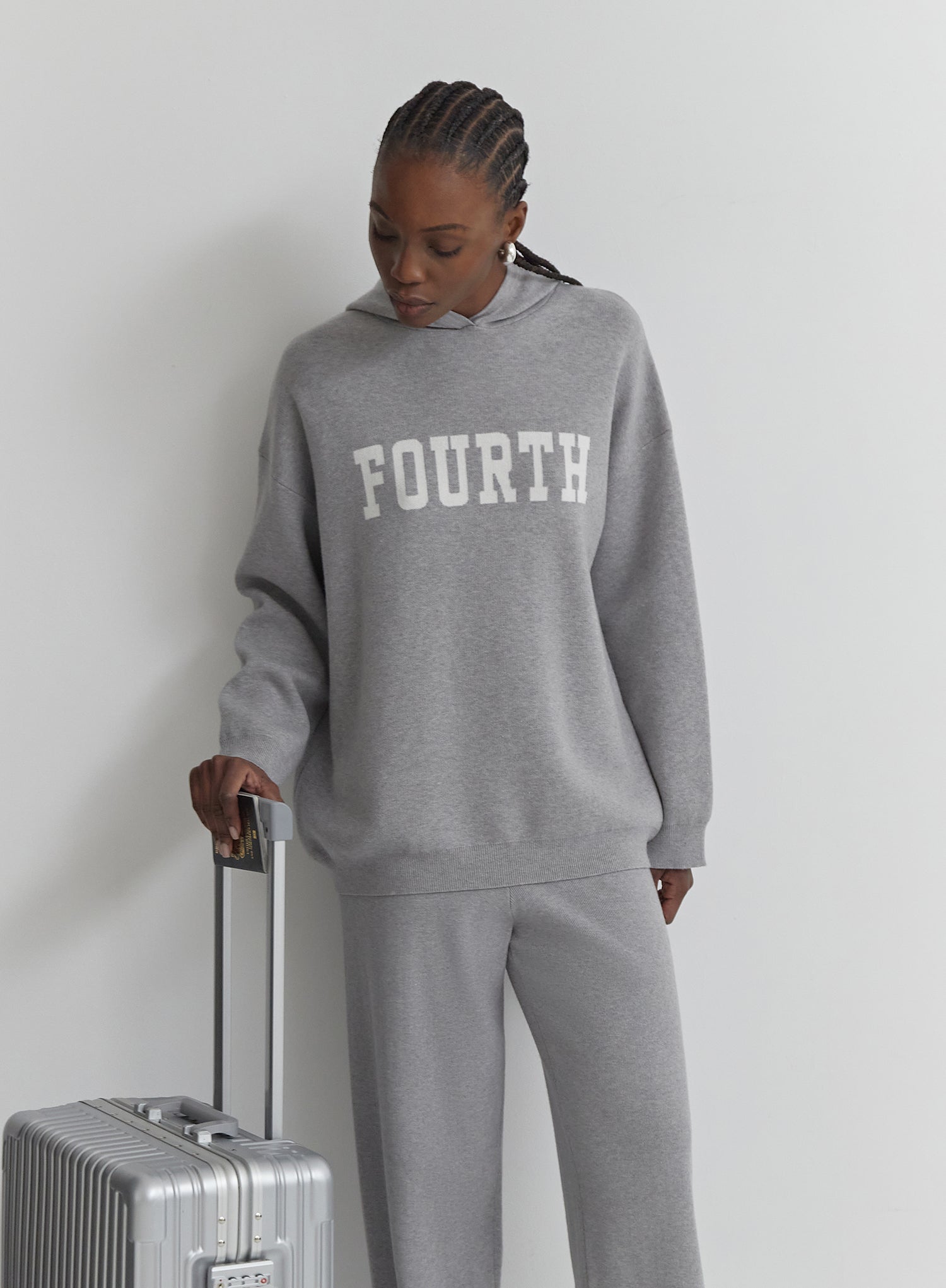 Image of Grey Knitted Fourth Hoodie- Alexia