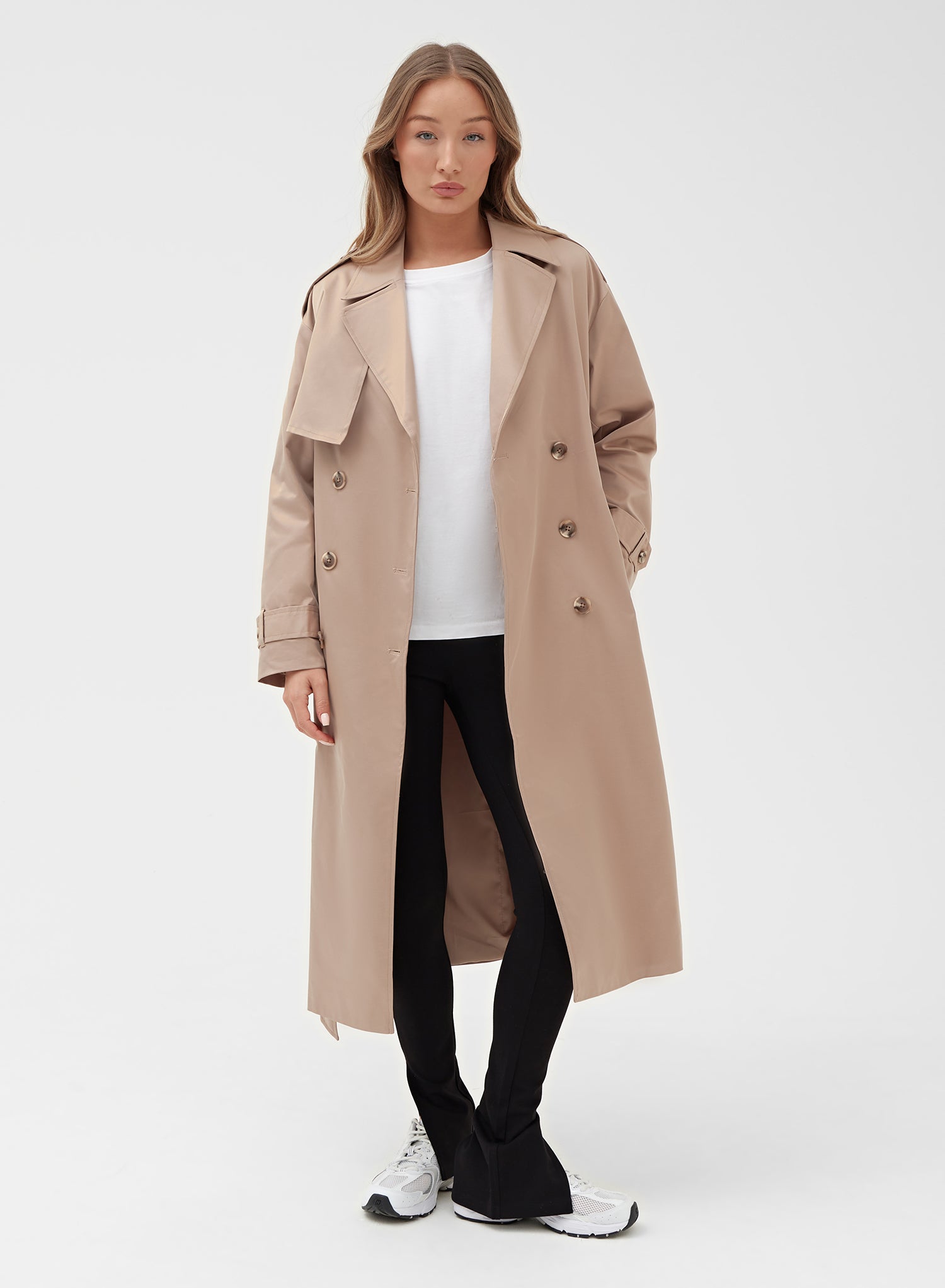 Image of Beige Belted Trench Coat - Lille