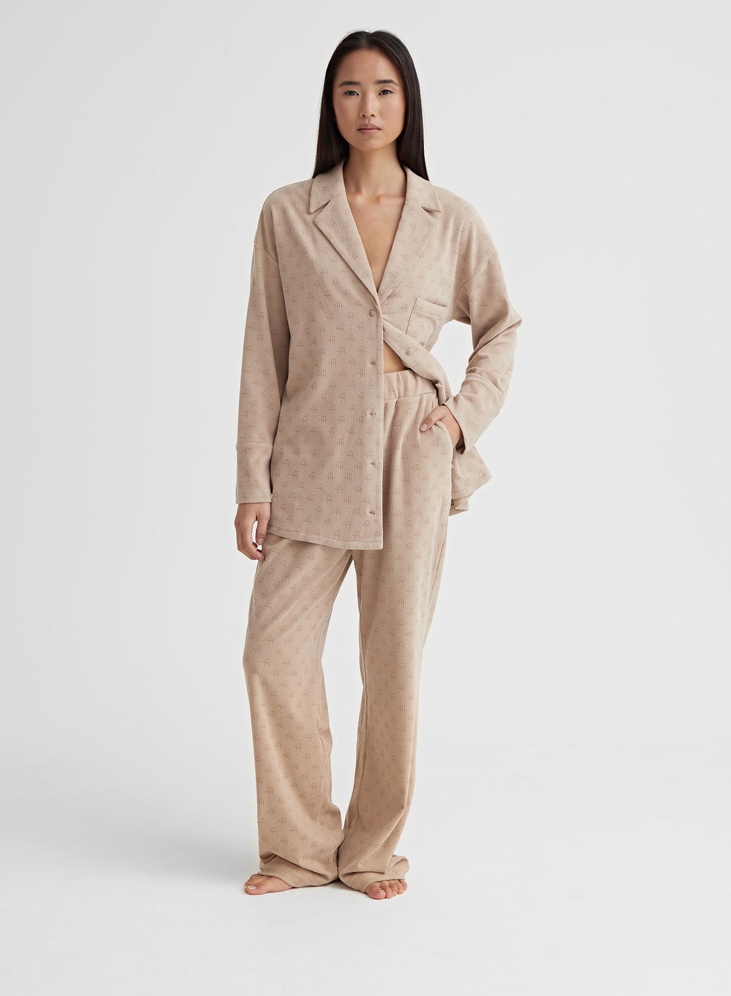 Image of Nude Jersey Elasticated Pyjama Trousers - Artemis