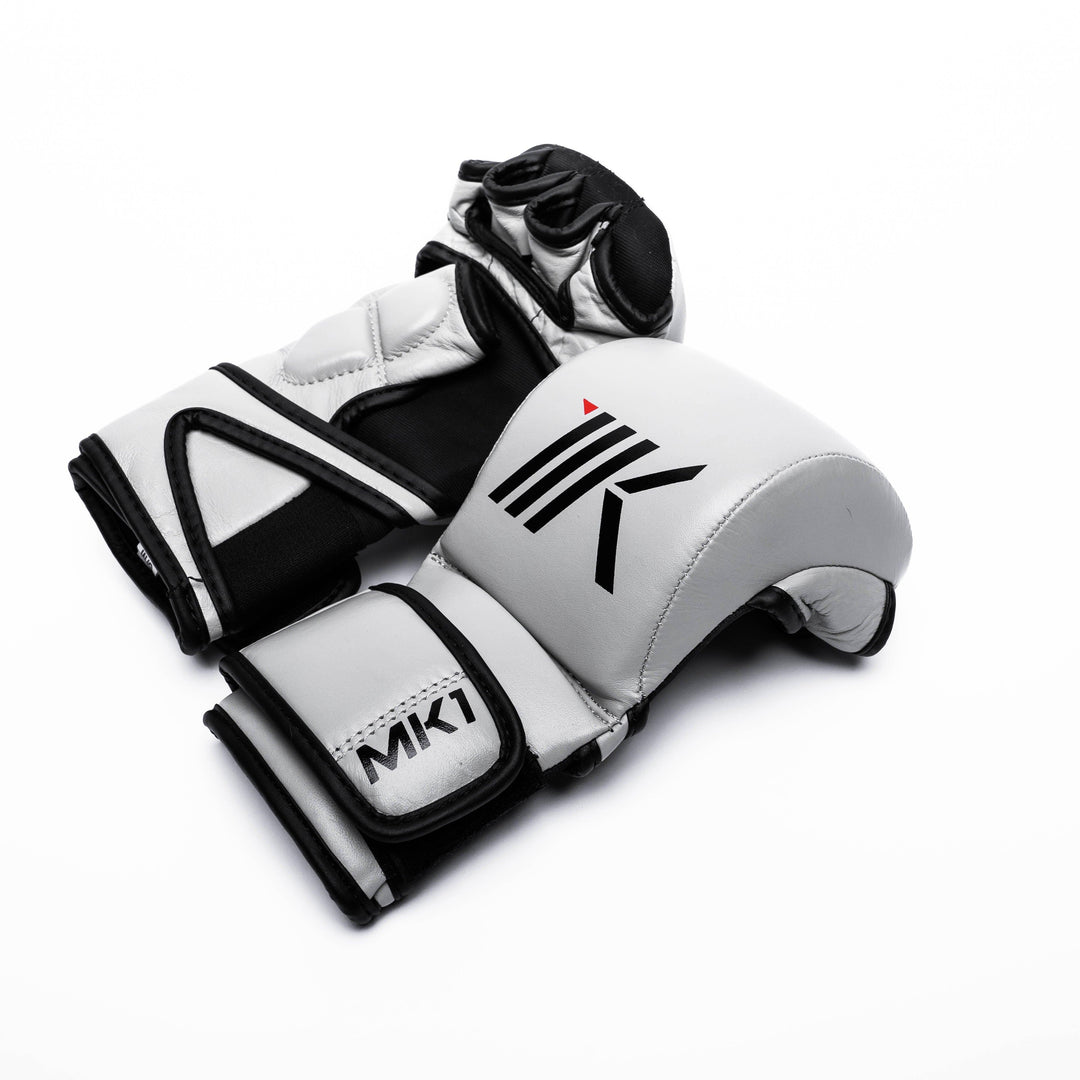 MK1 Boxing Gloves 16 Oz White Training Muay Thai Kickboxing Hook & Loop  Sparring