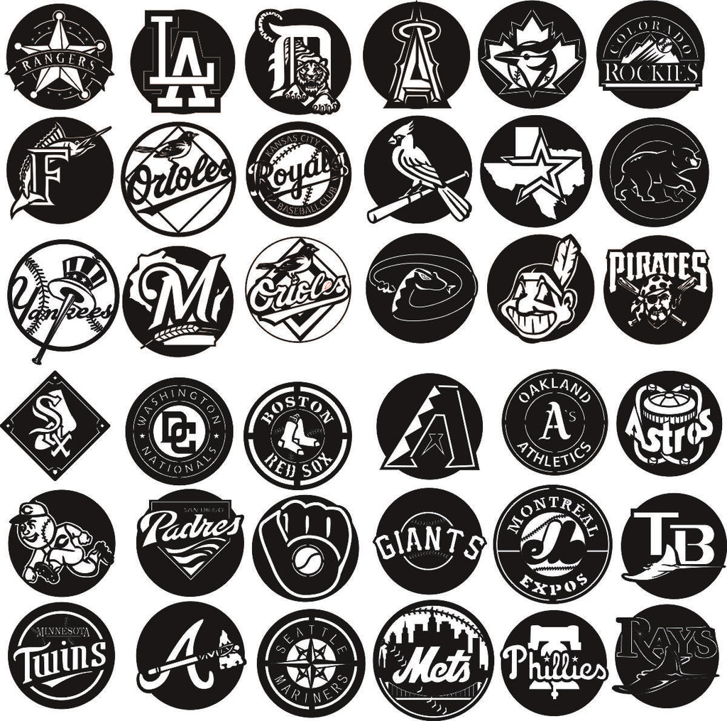 Download PACK LOGO of 36 baseball team logo DXF of PLASMA ROUTER ...