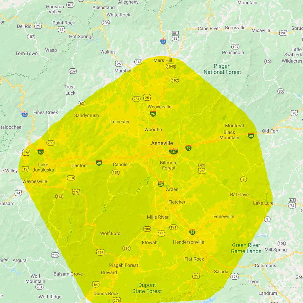 Asheville Local Delivery Map - Great Backyard Place