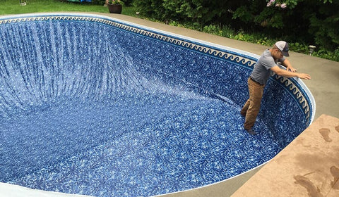 pool liner being replaced