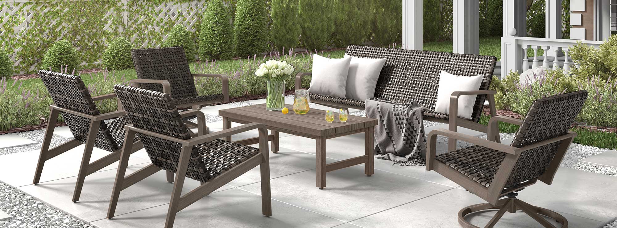 Antibes Aluminum Wicker Lounge Set