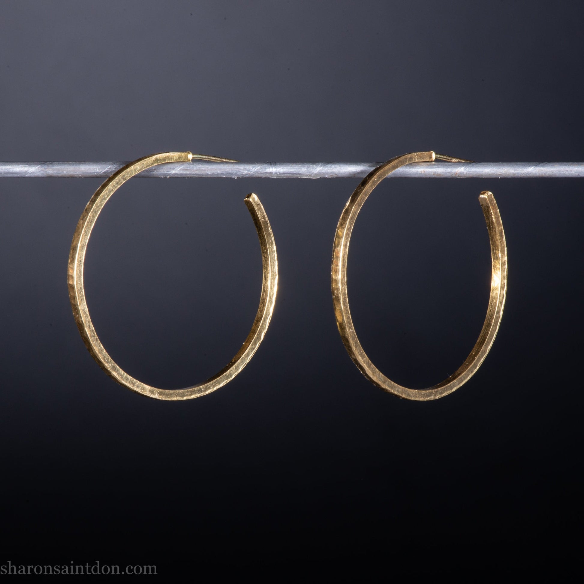 35mm solid 22k gold hoop earrings for women | Handmade, sustainable, eco- conscious gift for her