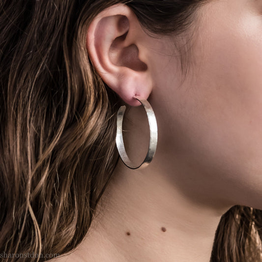 50mm 925 sterling silver hoop earrings, oxidized black. – Sharon