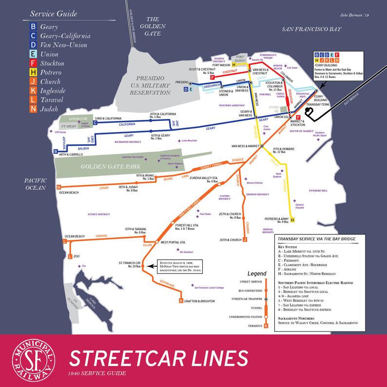 San Francisco Municipal Railway map, 1940 – Fifty-Three Studio