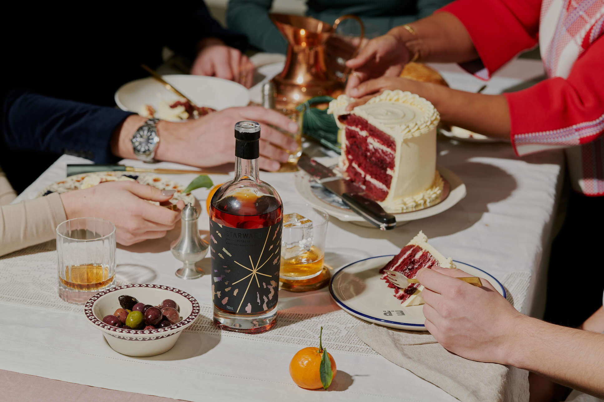 Vitalis Australian Whisky on the dinner table celebrating 15 years