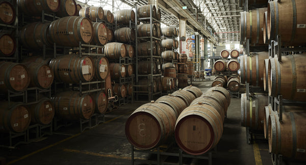 Barrel stacked at the Starward Distillery