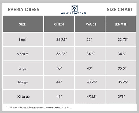 Everly Dress Size Chart – MICHELLE MCDOWELL
