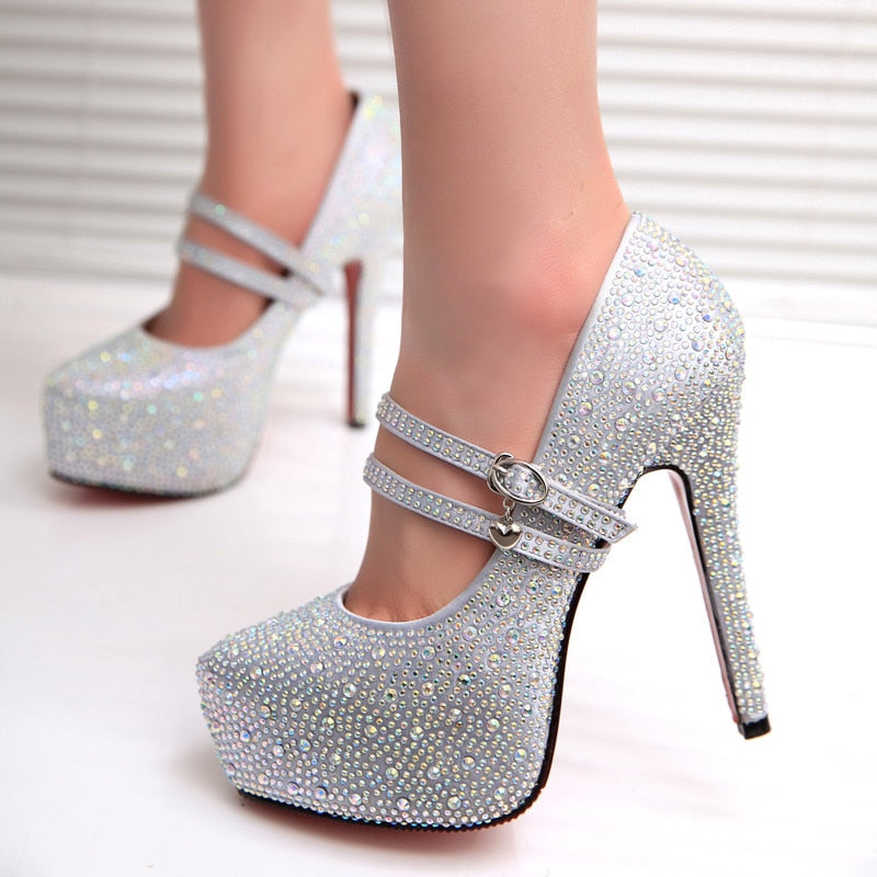 womens silver platform heels