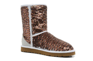 UGG Classic Short Sequins (White/Brown)