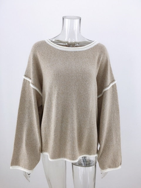 Women's Soft Autumn O-Neck Pullover Oversized Sweater