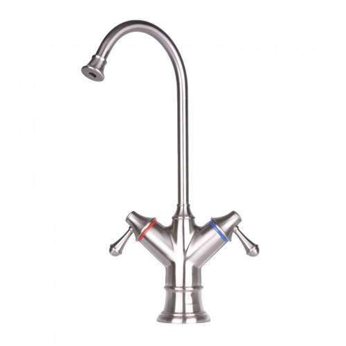 Traditional Hot Cold Dual Handle Satin Nickel Finish Faucet