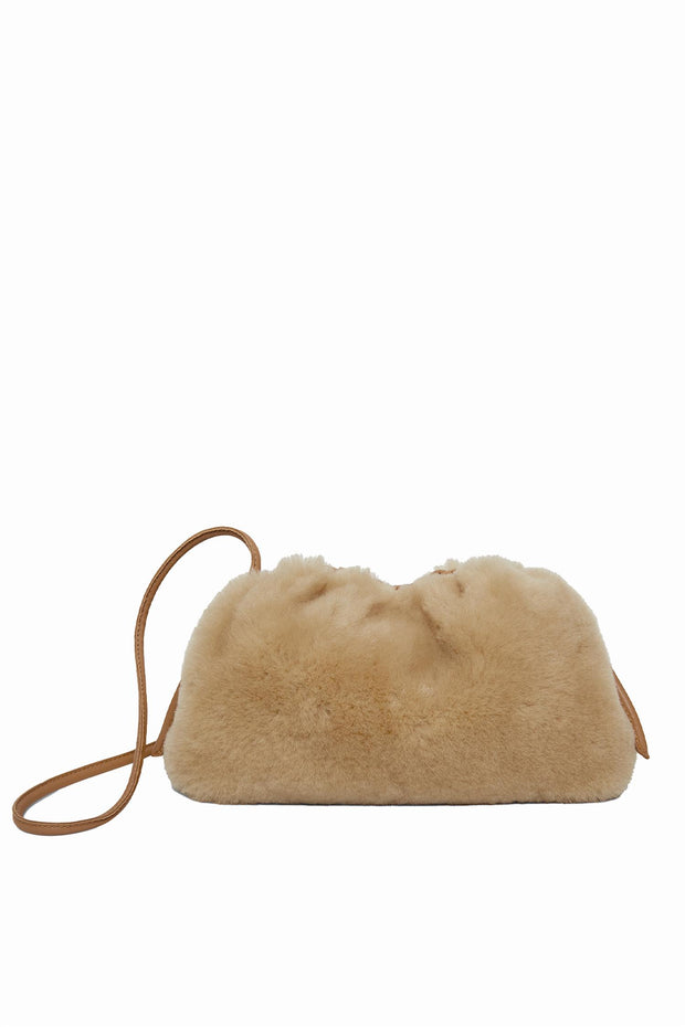 Pleated Mini Cloud Clutch - Crema