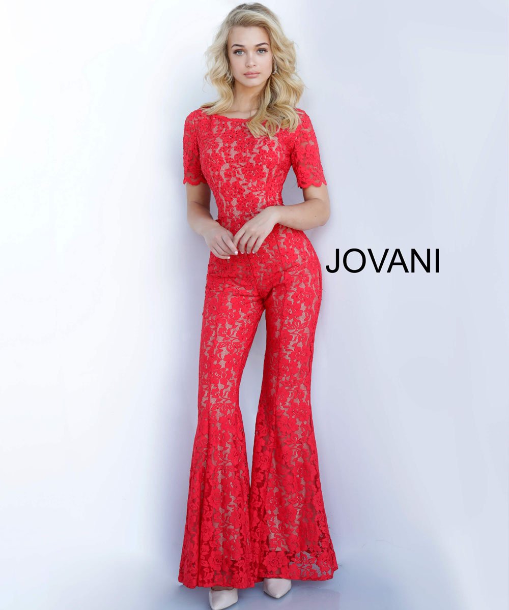 jovani red jumpsuit