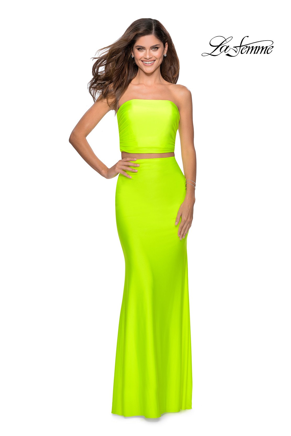 neon green formal dress