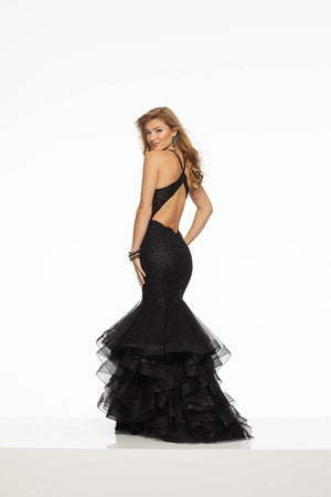 Morilee 43002 prom dress images.  Morilee 43002 is available in these colors: Black, Nude Gold.