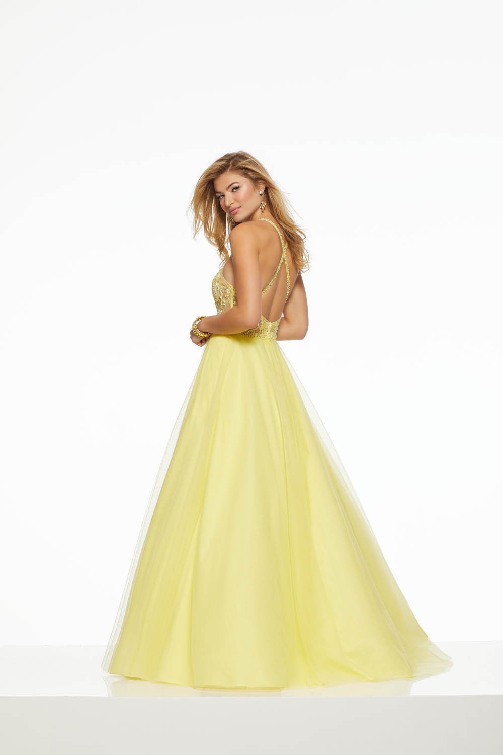 mori lee yellow prom dress