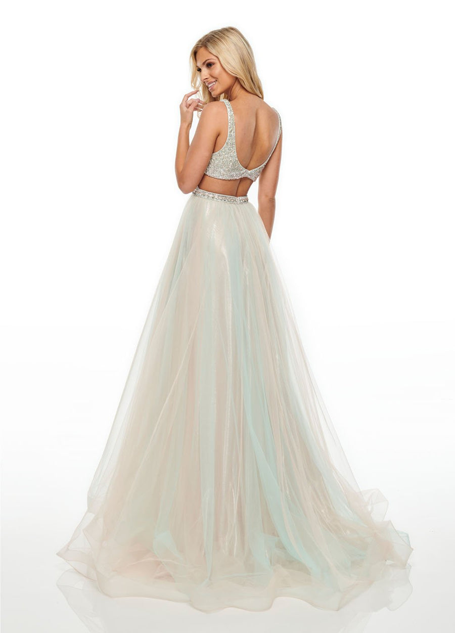 Formal Dress: 7073. Long, Illusion Neckline, A-line