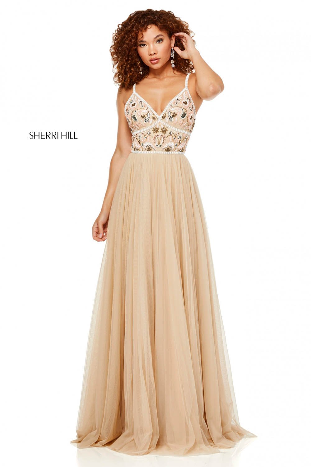 sherri hill champagne dress