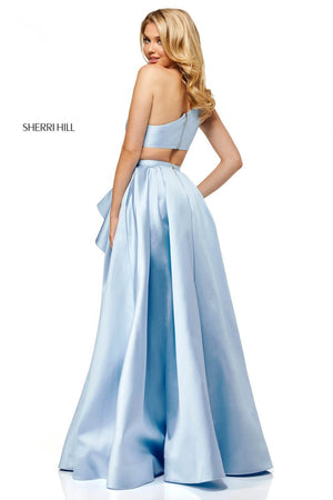 Sherri Hill 52577 prom dress images.  Sherri Hill 52577 is available in these colors: Light Blue, Lilac, Red, Navy, Yellow.