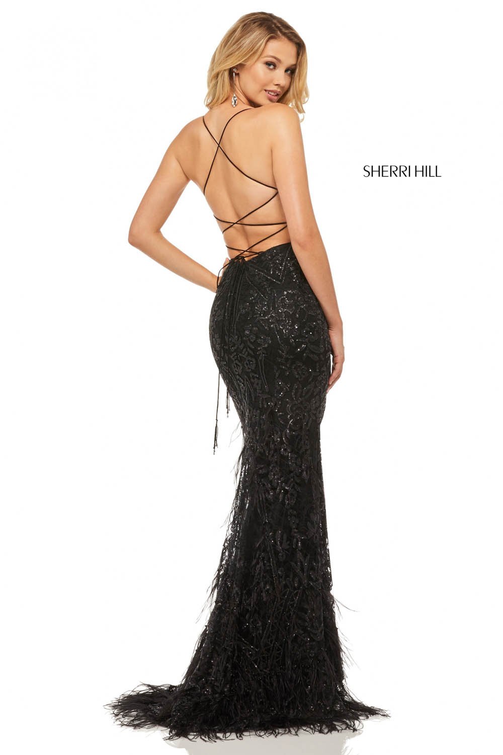 sherri hill black and gold dress