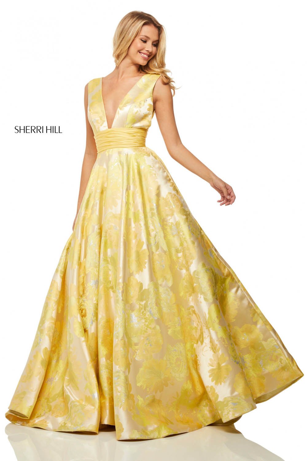 sherri hill yellow ball gown