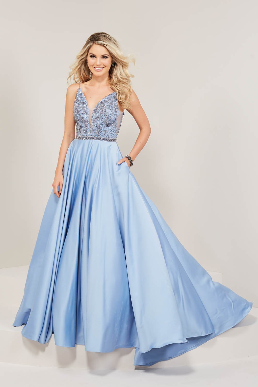 cornflower blue prom dress