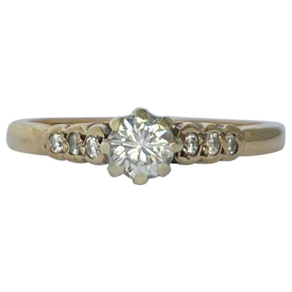 Vintage Diamond and 9 Carat Gold Solitaire Ring
