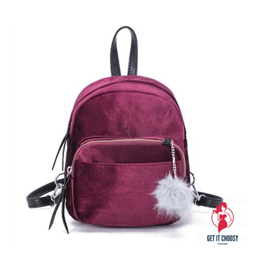 Fashion Backpack Women Mini Fur Ball School Bags by Getitchoosy