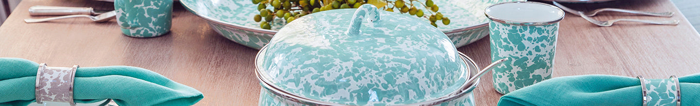 Golden Rabbit Enamelware - Sea Glass Pattern - 6qt Stock Pot