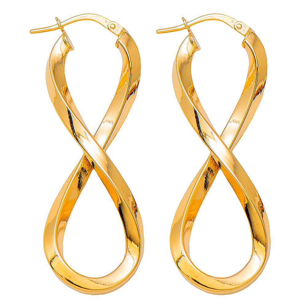 14k Yellow Gold Large Square-Tubed Infinity Figure Eight Hoop Earrings ...