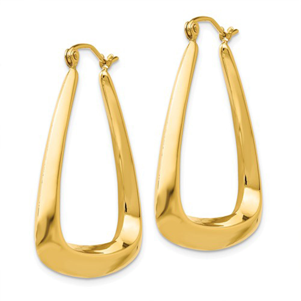 14k Yellow Gold Fancy Triangle-Shaped Hoop Earrings – LooptyHoops