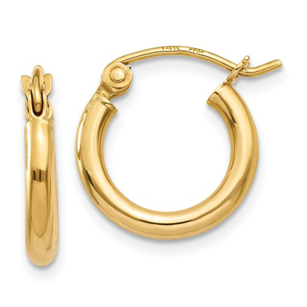 14k Yellow Gold Lightweight Hoop Earrings (2mm), All Sizes– LooptyHoops