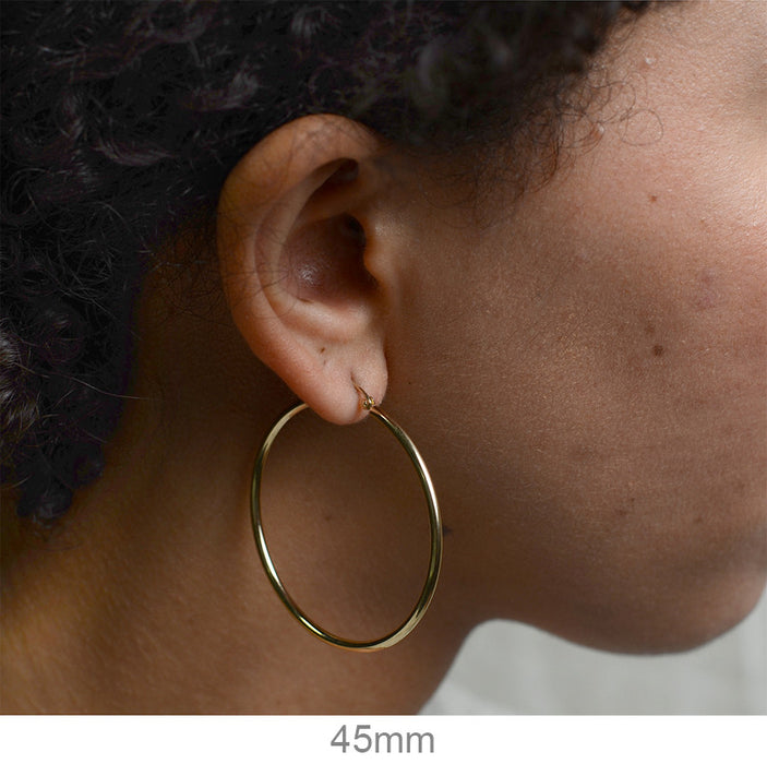 14k Yellow Gold Lightweight Hoop Earrings (2mm)