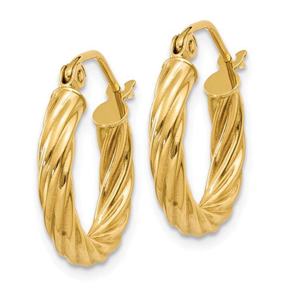 14k Yellow Gold Twisted Hollow Hoop Earrings All Sizes Looptyhoops 7740