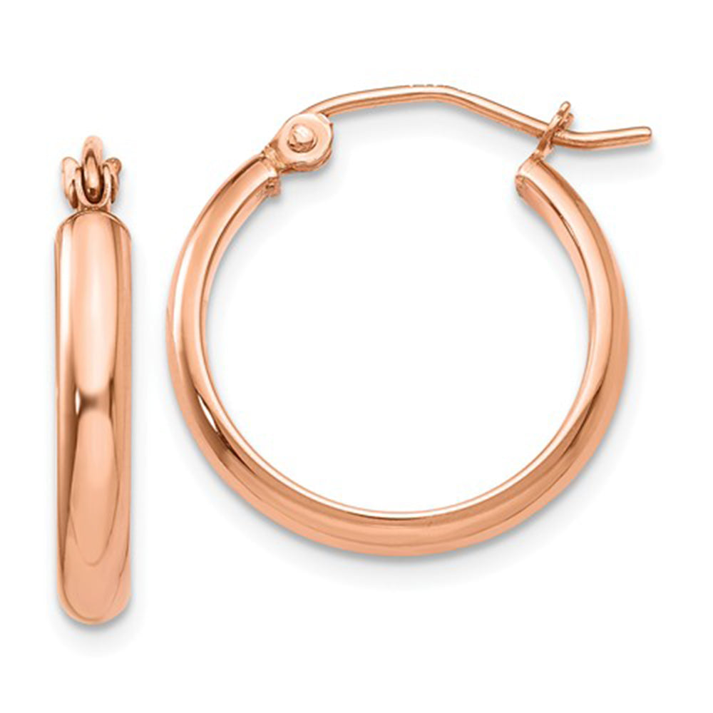 Small 14k Rose Gold Tube Hoop Earrings With Flat Interior 075 Looptyhoops 9553