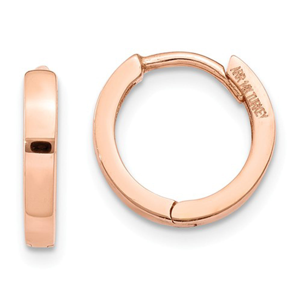 14k Rose Gold Hidden Post Hinged Huggie Hoop Earrings 05in 12mm Looptyhoops 3372