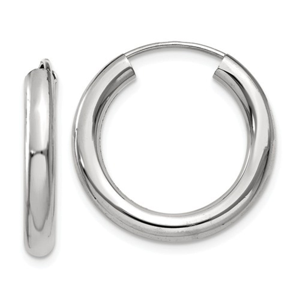 14k White Gold Endless Hoop Earrings (3mm), All Sizes – LooptyHoops