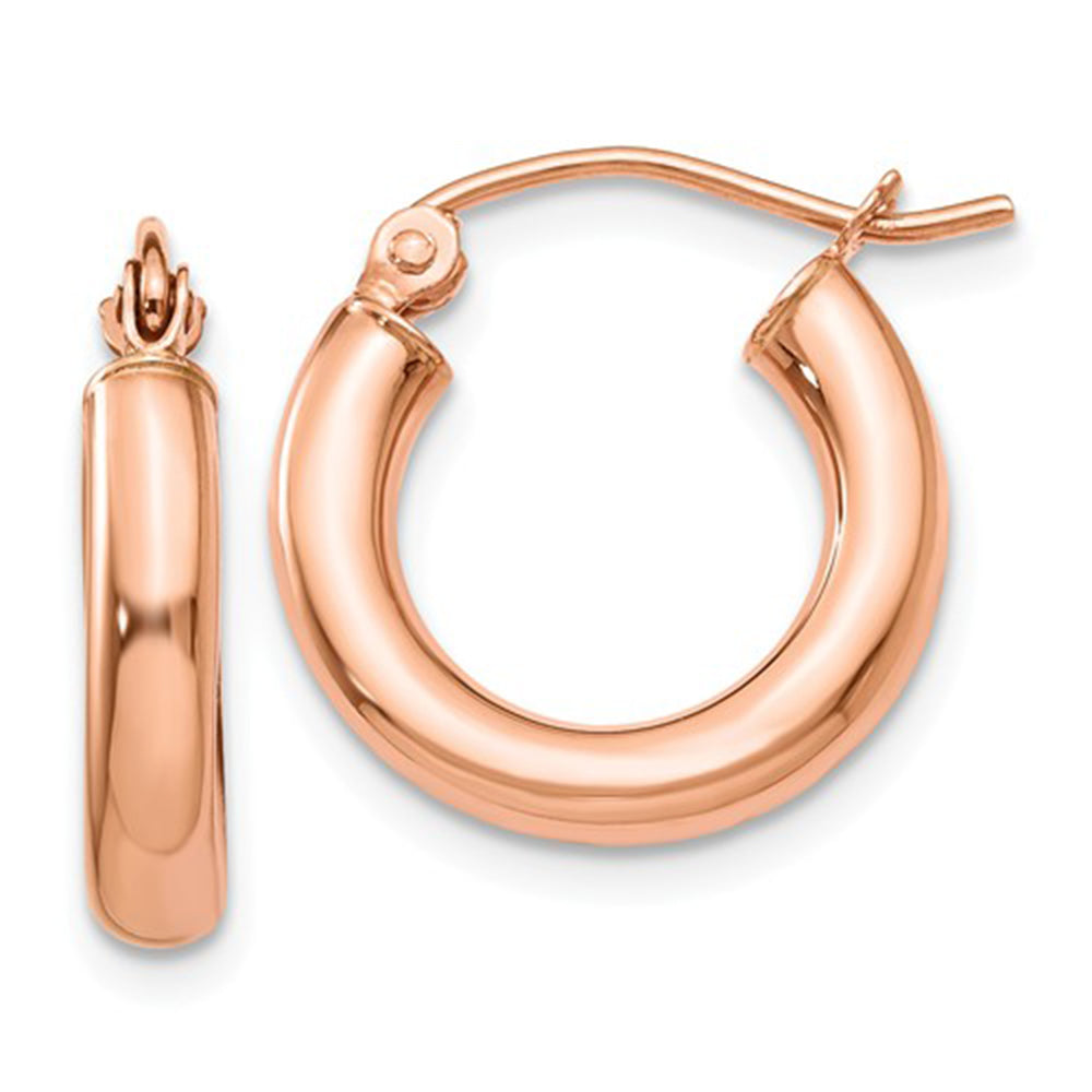 Small 14K Rose Gold Thick Tube Hoop Earrings, 16mm (3mm Tube)– LooptyHoops