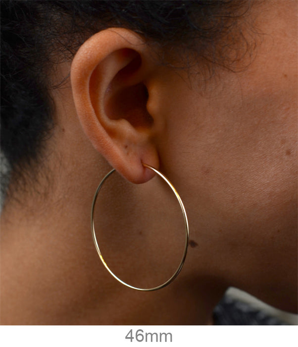 14k Yellow Gold Endless Hoop Earrings 125mm All Sizes 6432