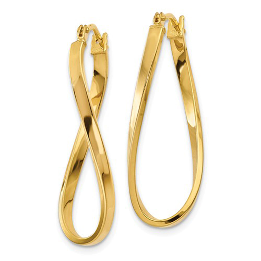 14k Yellow Gold Elegant Twisted Oval Hoop Earrings– LooptyHoops