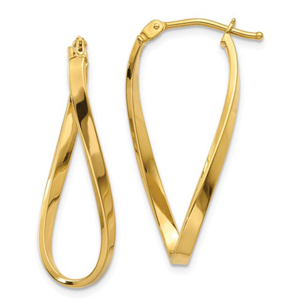 14k Yellow Gold Elegant Twisted Oval Hoop Earrings – LooptyHoops