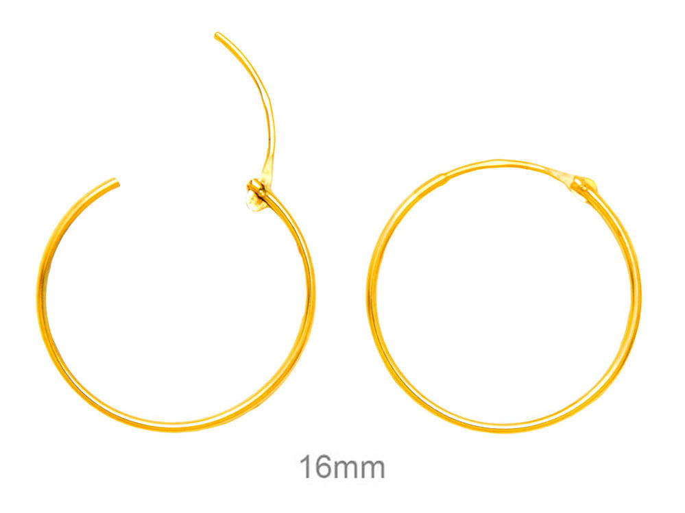 14k Yellow Gold Hinged Thin Endless Hoop Earrings